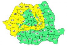 Cod galben de vânt și ploi până diseară