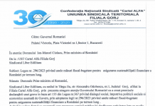 Sindicatul Cartel Alfa cere o întâlnire cu guvernul pentru situația de la Edilitara