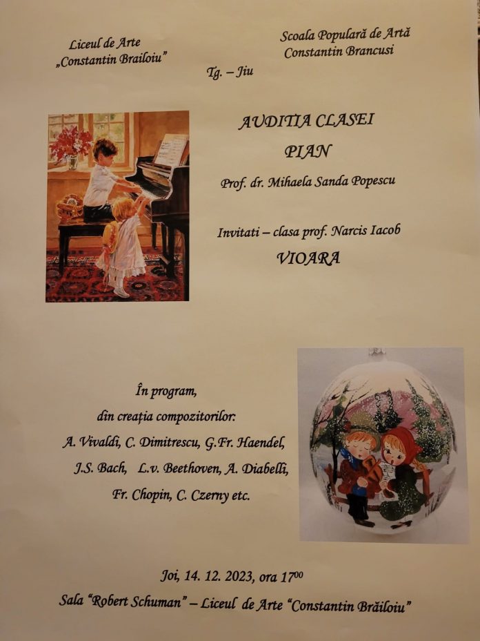 Liceul de Arte Târgu Jiu, gazda unui recital de pian