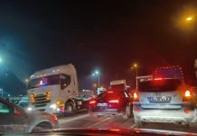 VIDEO|Târgu Jiu, coloană de camioane