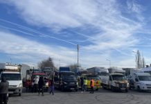 Transportatorii protestează la Târgu Jiu și Motru