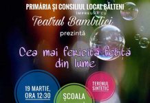 Spectacol de teatru pentru copii, la Bâlteni