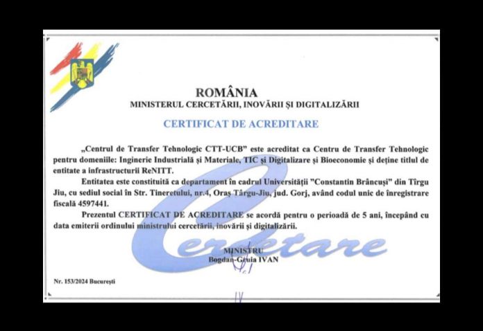 Acreditare pentru o structură a UCB Târgu Jiu
