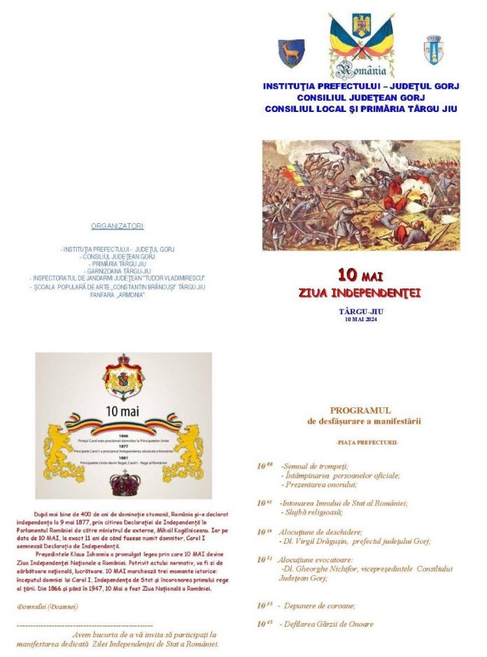 Ziua Independenţei Naţionale a României, sărbătorită la Târgu Jiu