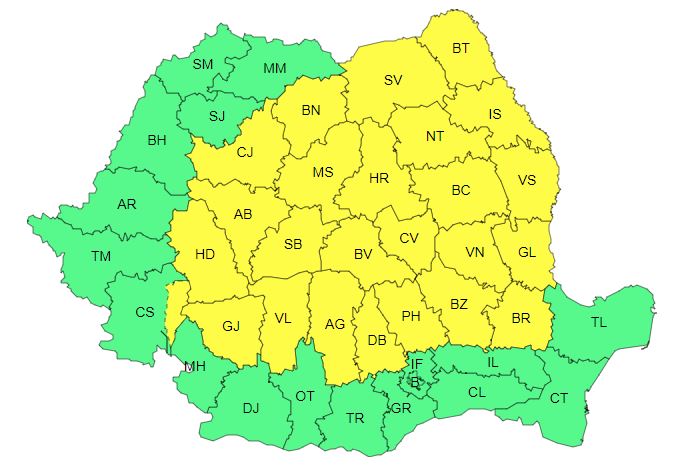 Gorjul, sub cod galben de ploi torențiale