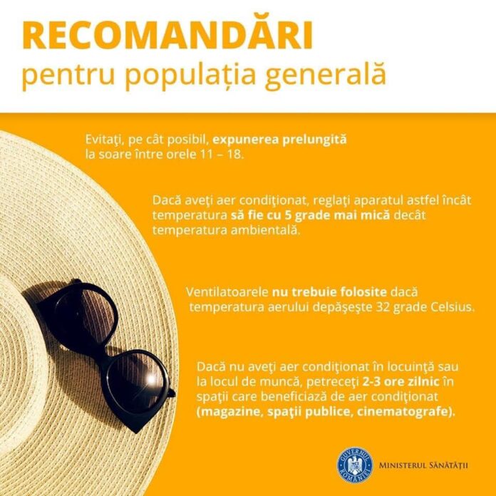 Recomandări ale Ministerului Sănătăţii pe perioada caniculei
