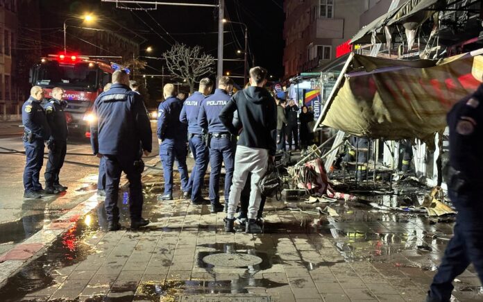 Au fost identificați și arestați autorii incendiului care a mistuit chioșcurile de flori din Târgu Jiu