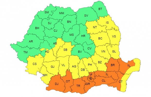 Azi: Cod galben și cod portocaliu de caniculă