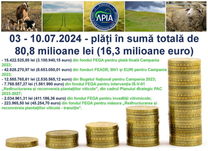 APIA a făcut plăți de peste 80,8 milioane lei