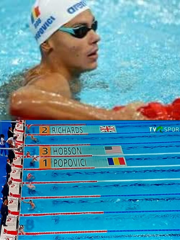 Aur pentru România! David Popovici, victorie uluitoare la Jocurile Olimpice