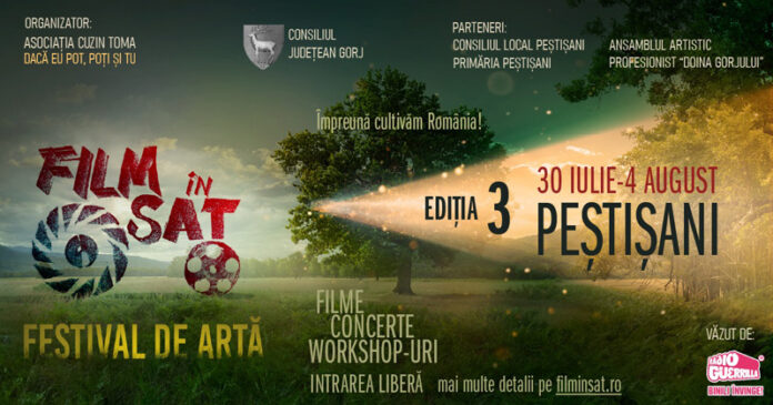 Festivalul ,,Film în Sat” se deschide de astăzi la Peștișani. Muzică bună, ateliere de creație și proiecții incendiare de filme