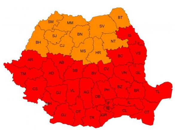 Avertizarea de cod roșu de caniculă se menține și astăzi