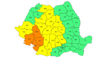 Gorj: Cod portocaliu de furtuni