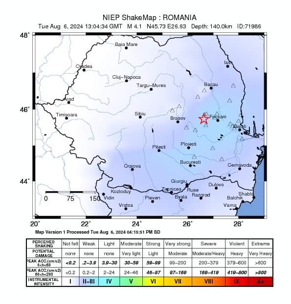 Cutremur cu magnitudinea 4,1 în zona seismică Vrancea