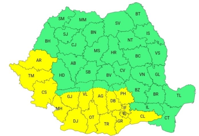 Cod galben de caniculă, în Gorj