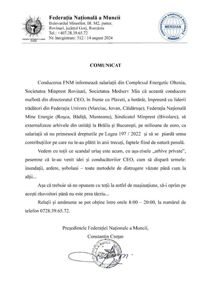 Acuzații grave! Arhiva CEO, dată la privații din București și Brăila! ”Conducerea CEO, mafiotă!”