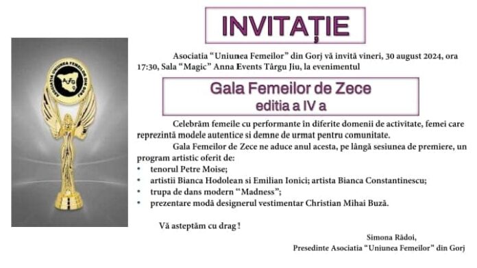 Târgu Jiu: ”Gala Femeilor de ZECE”