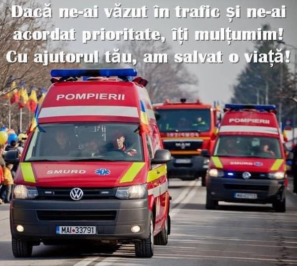 Mesaj de la pompieri pentru șoferi