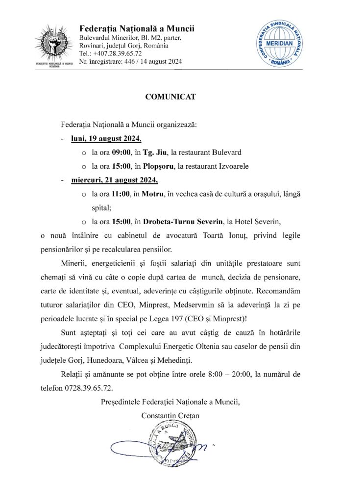FNM: Salariații CEO, Minprest Serv și Medserv Min, așteptați cu adeverințele actualizate