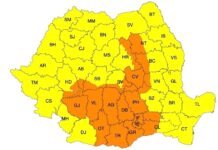Cod portocaliu de ploi torențiale în Oltenia