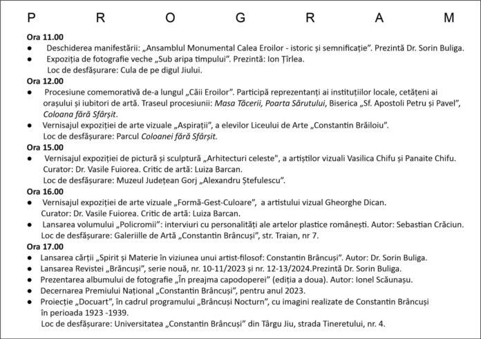Program complex de manifestări la aniversarea a 86 de ani de la inaugurarea Căii Eroilor