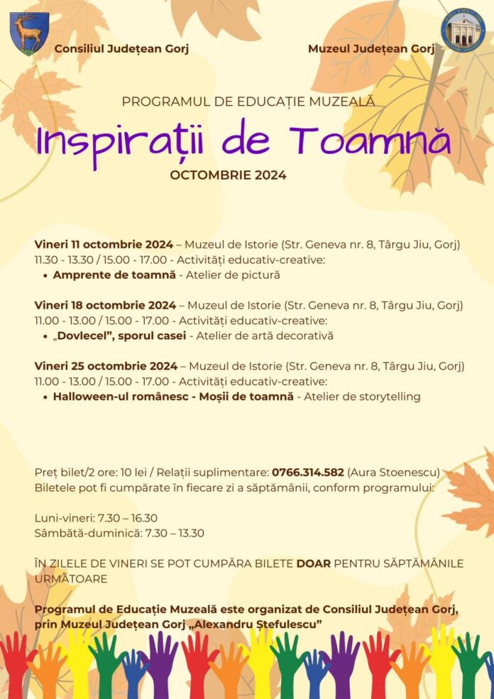 Începe programul ”Inspirații de toamnă”, la Muzeul Județean