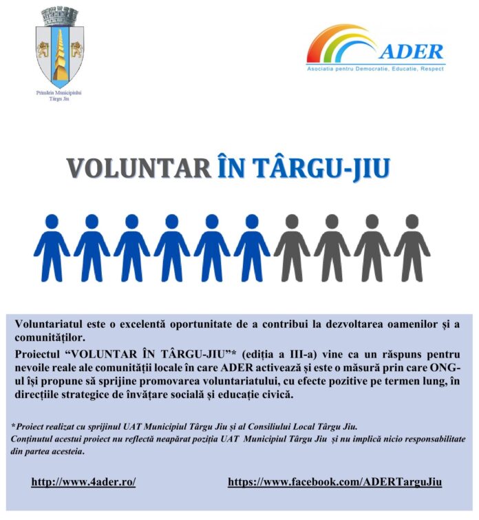 ADER a lansat o nouă ediție a proiectului ”Voluntar în Târgu Jiu”
