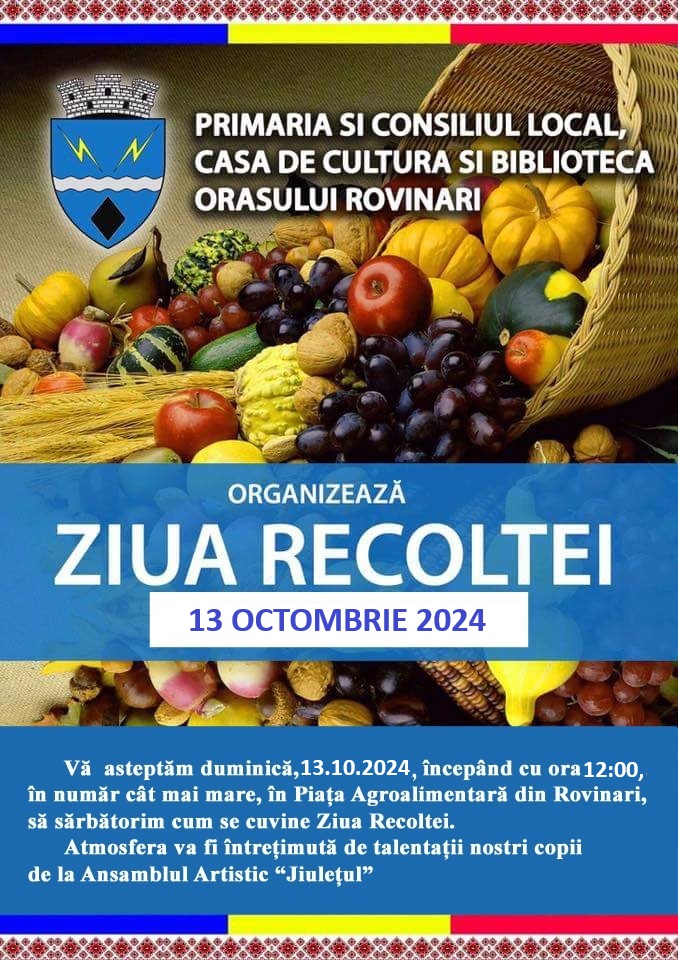 Rovinari: Mâine se va organiza Ziua Recoltei